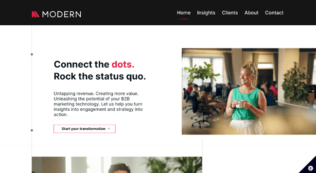 Modern homepage