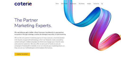 Coterie website home page 