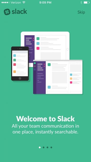 Slack Welcome Page on a Mobile Phone