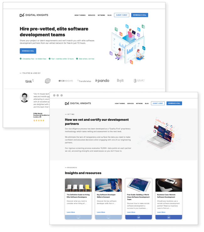 DK landing pages