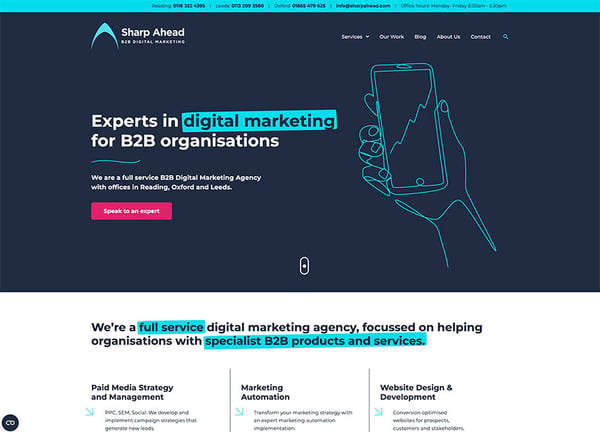 sharp ahead agency website home page