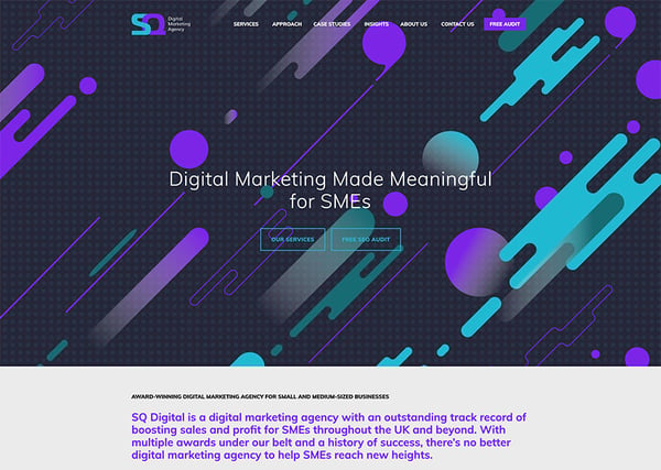 sq digital agency website home page