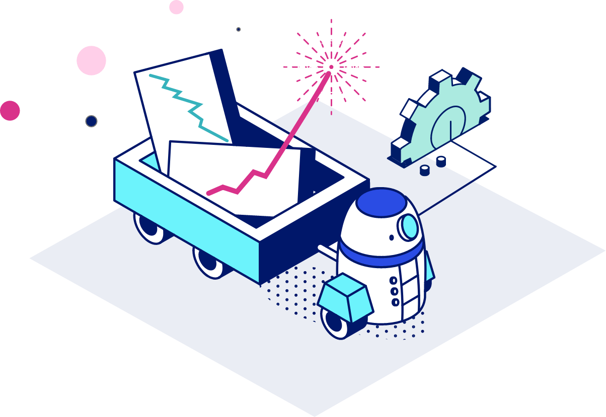 Robot pulling a cart of graphs