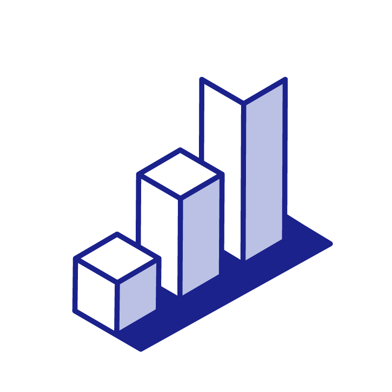 3D Bar Graph Trending Upwards