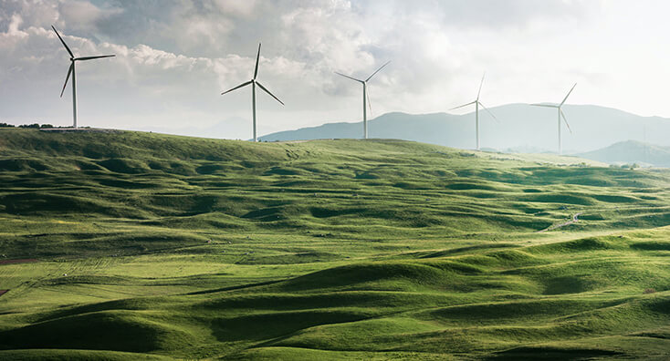 Five Wind Turbines on a Hill