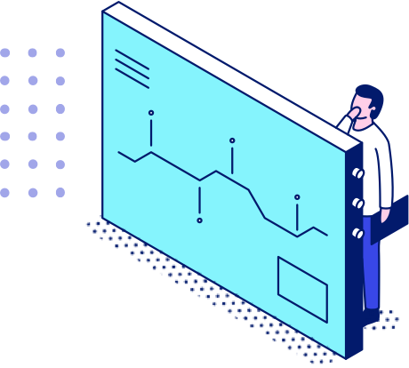 Man Looking at a Wall with a Line Graph on